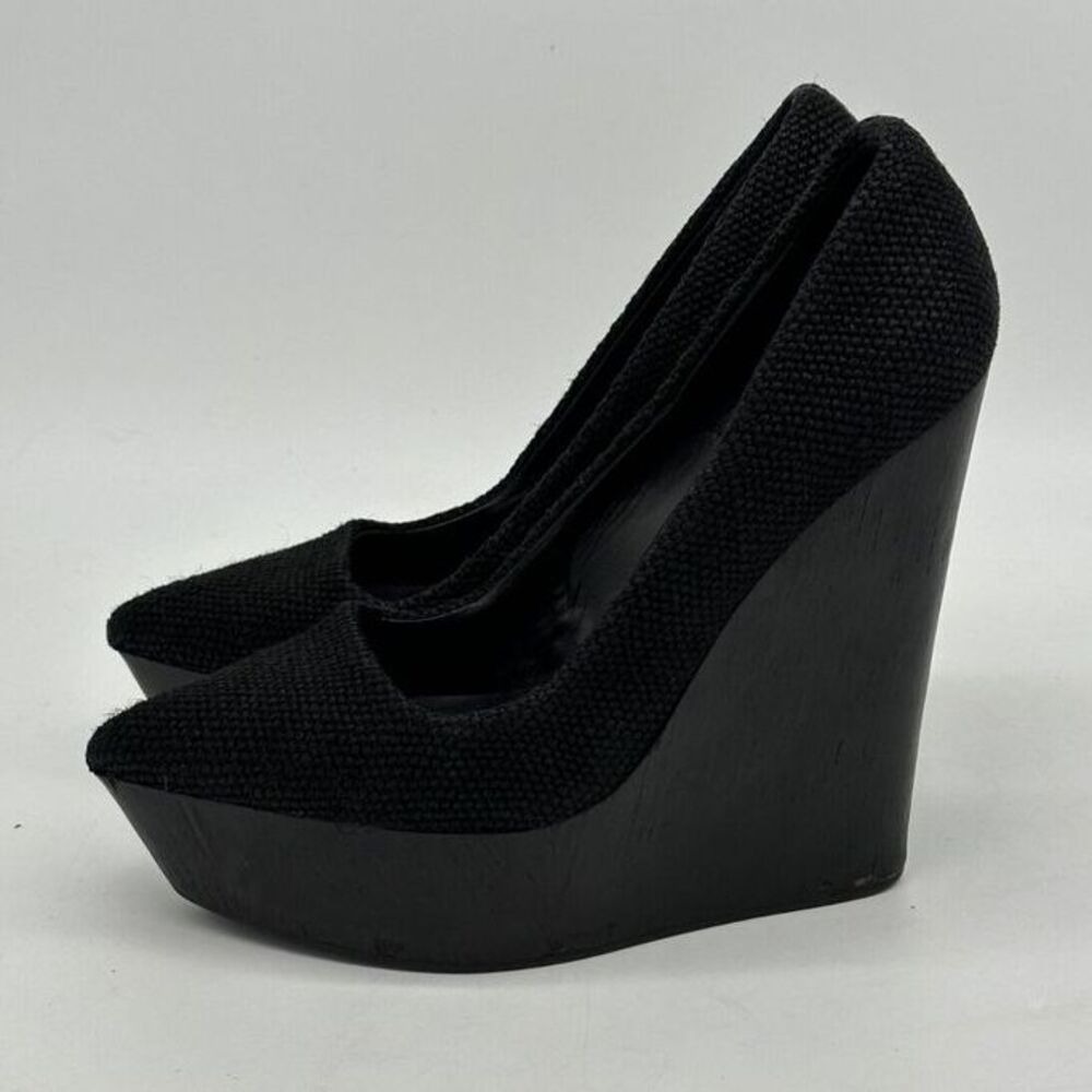 Theyskens Theory Heels Womens 9 Black Pointed Toe Wedge Pumps Platform Slip On